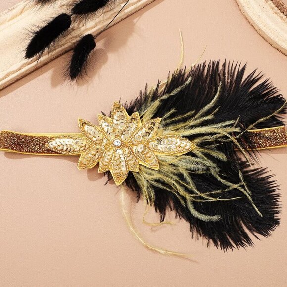 Sequin Flapper Headband 1920s Costume Accessory for Weddings and Parties main image 9